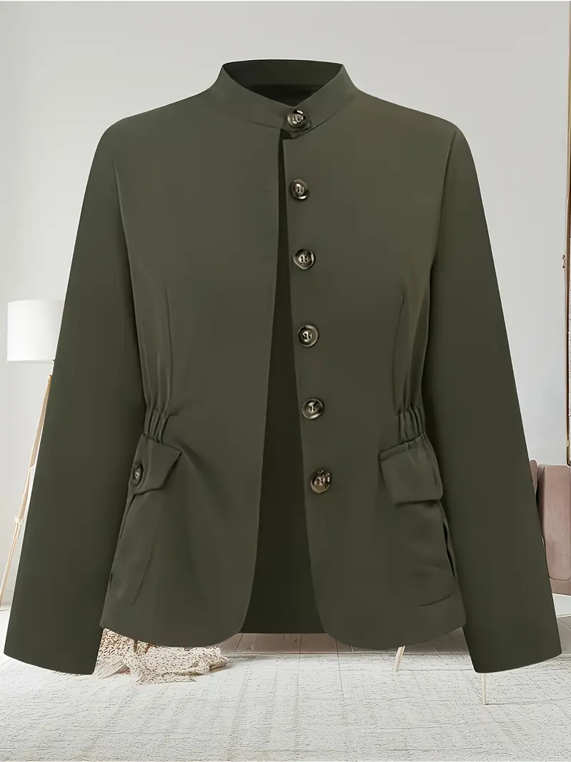 Veste militaire slim boutonnée pour femme 3 Veste militaire slim boutonnée pour femme – Image 2