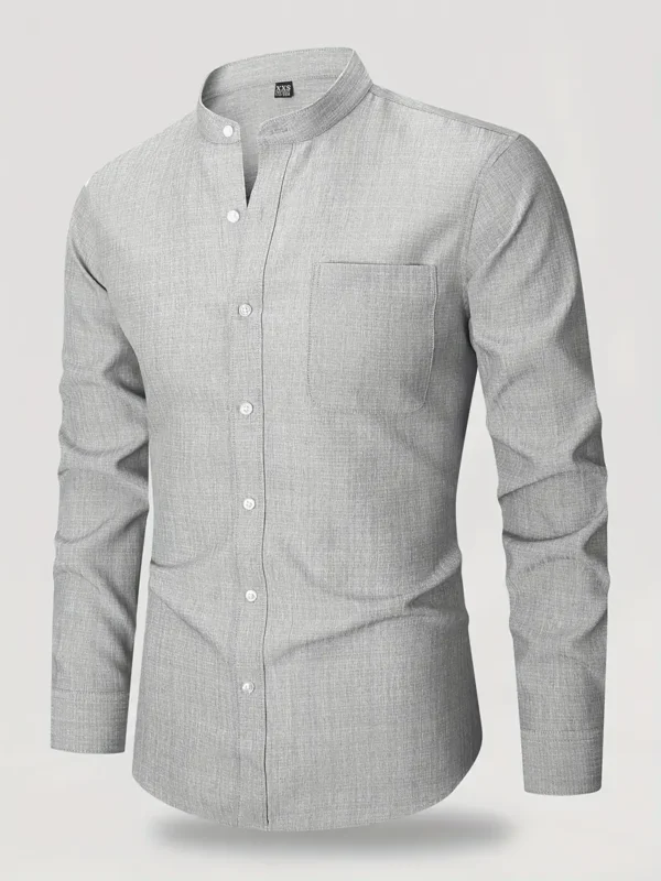 Chemise décontractée à manches longues et boutonnée pour homme avec poche poitrine – Image 2