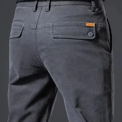 Pantalon droit en coton mélangé premium pour homme