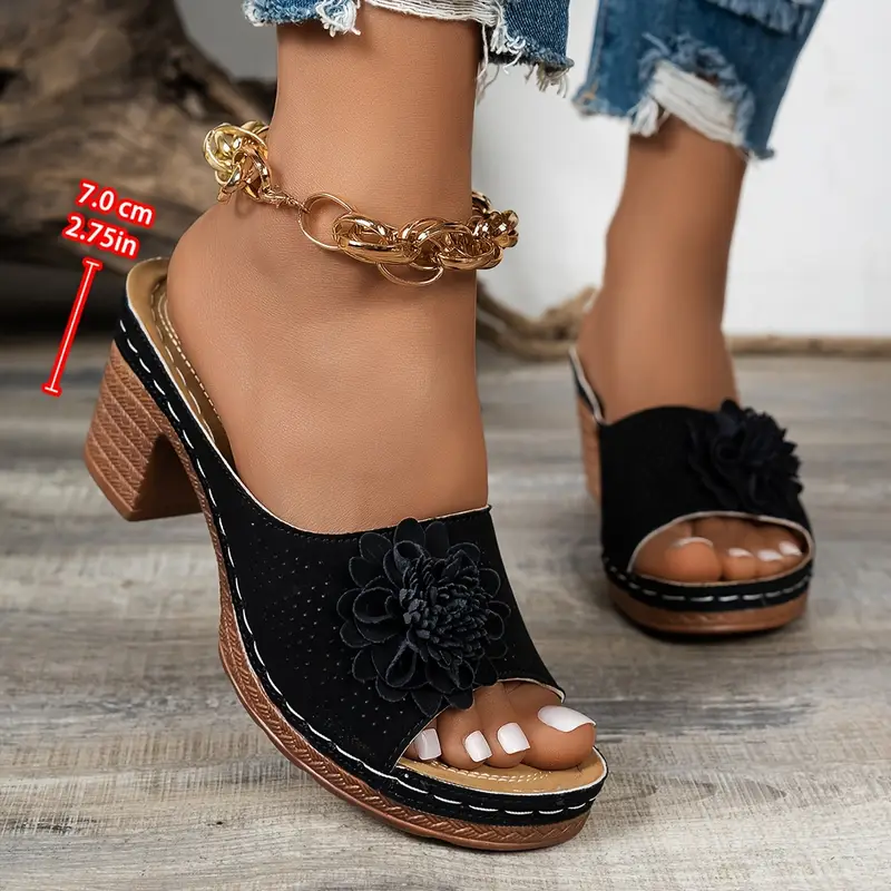 Mules à talons hauts fleuries pour femme 7 Mules à talons hauts fleuries pour femme – Image 6