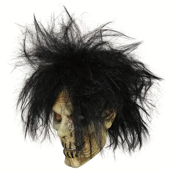 Masque de zombie effrayant aux cheveux noirs et sauvages – Image 4
