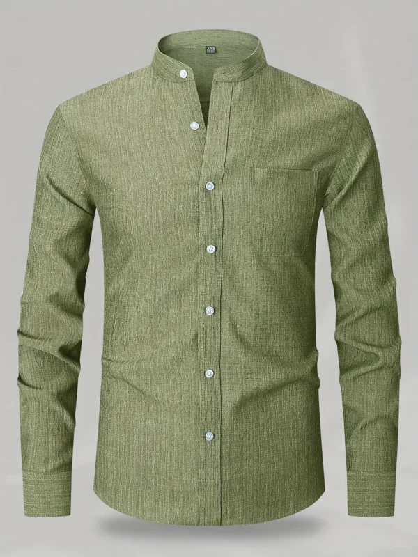 Chemise décontractée à manches longues et boutonnée pour homme avec poche poitrine