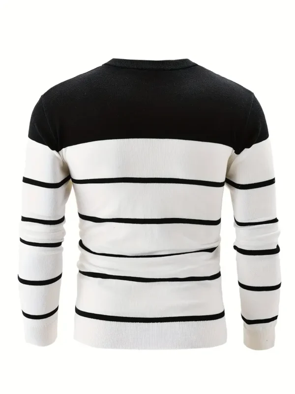 Pull classique rayé à col rond pour homme – Image 13