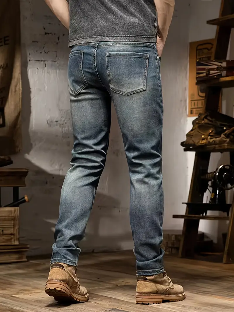 Jean slim décontracté déchiré et usé pour homme 5 Jean slim décontracté déchiré et usé pour homme – Image 4