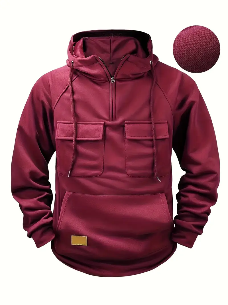 Sweat à capuche sport décontracté pour homme avec poches multiples 12 Sweat à capuche sport décontracté pour homme avec poches multiples – Image 11