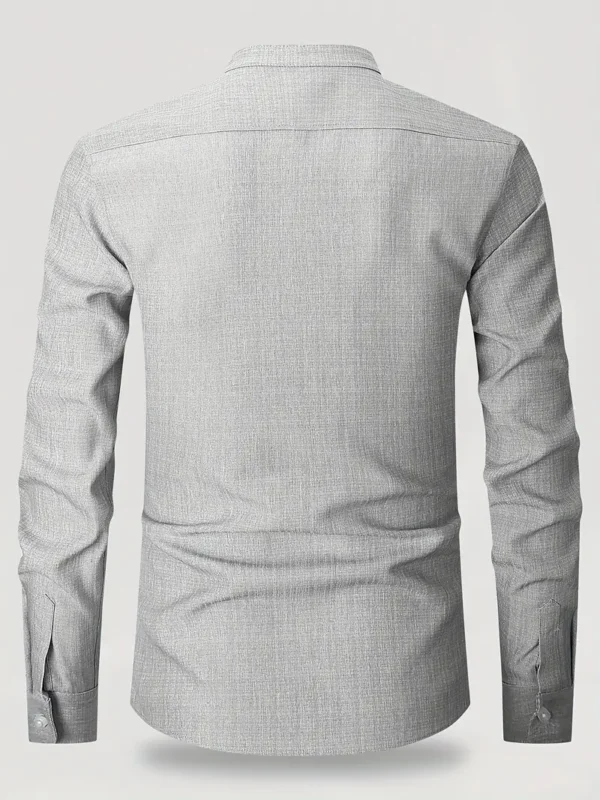 Chemise décontractée à manches longues et boutonnée pour homme avec poche poitrine – Image 4