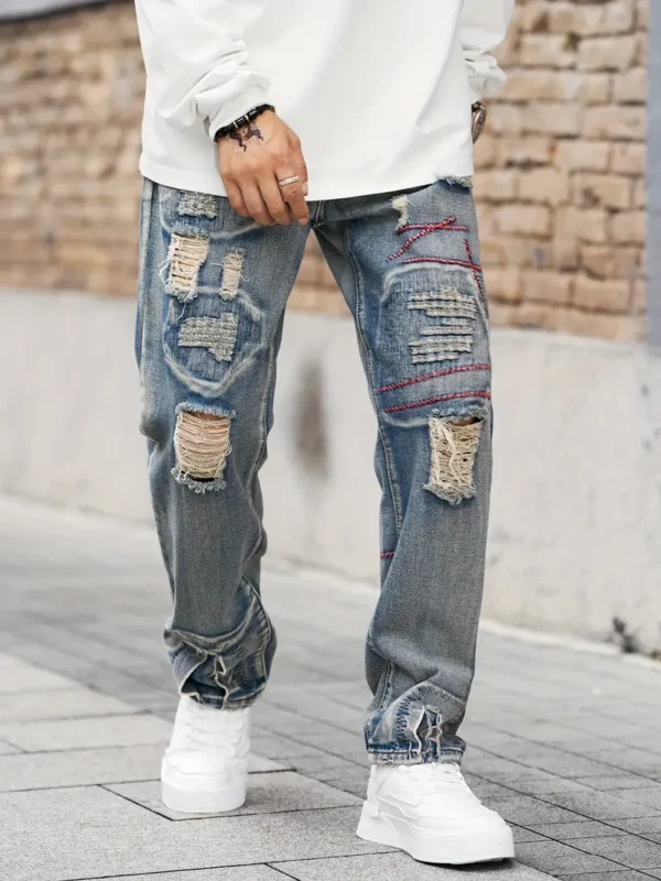 Jean déchiré coupe ample pour homme – Image 7