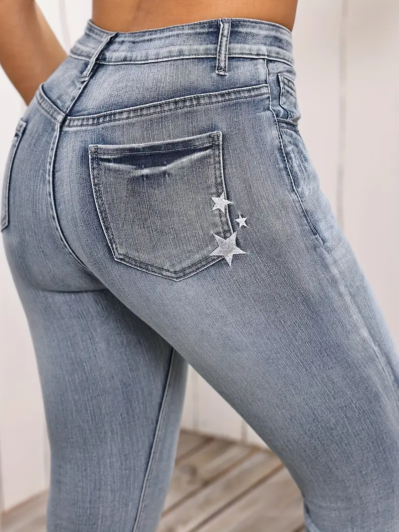 Jean évasé taille haute en denim stretch pour femme 8 Jean évasé taille haute en denim stretch pour femme – Image 7