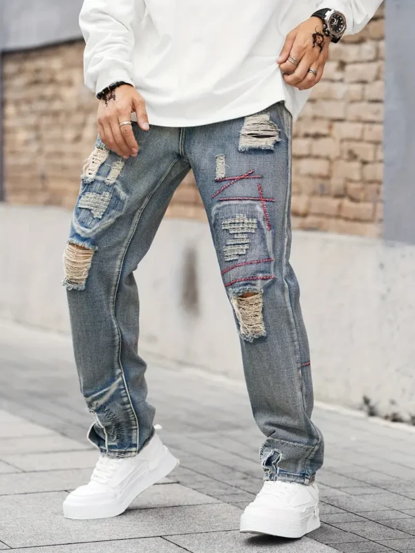 Jean déchiré coupe ample pour homme – Image 3