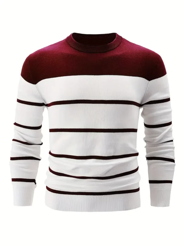 Pull classique rayé à col rond pour homme