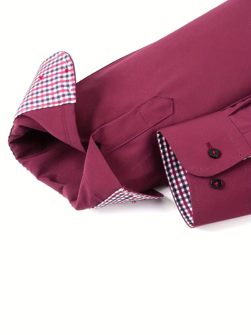 Chemise élégante à manches longues pour homme avec col à carreaux 10 Chemise élégante à manches longues pour homme avec col à carreaux – Image 9