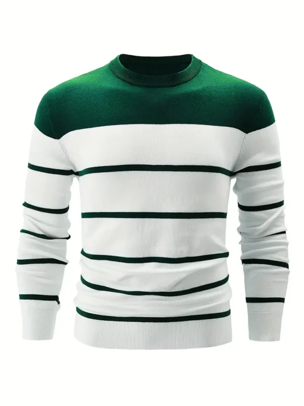 Pull classique rayé à col rond pour homme – Image 6