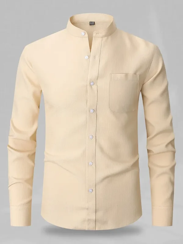 Chemise décontractée à manches longues et boutonnée pour homme avec poche poitrine – Image 17