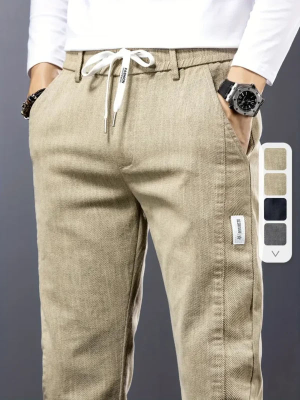 Pantalon slim uni pour homme avec poches