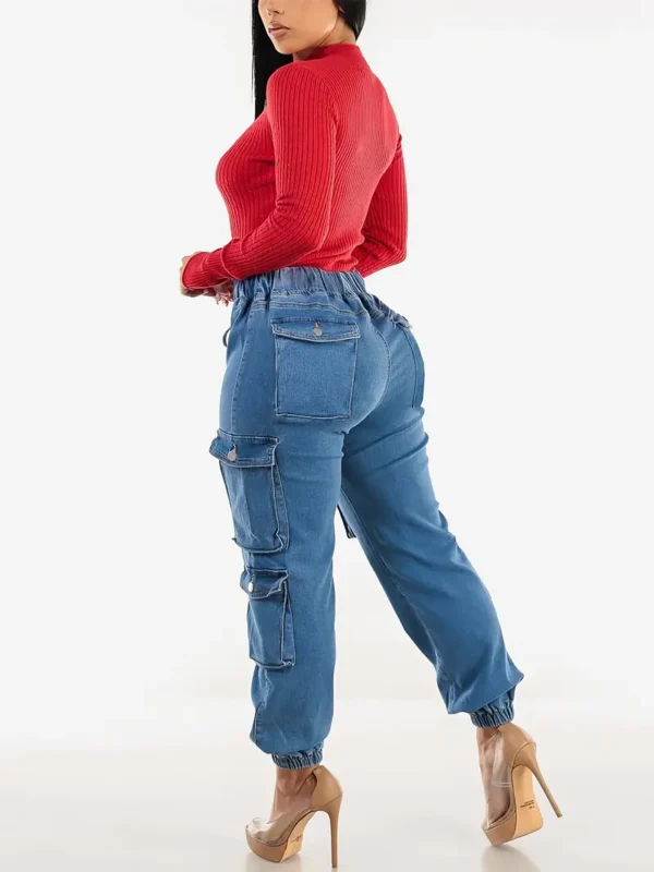 Jean cargo court ultra-extensible avec cordon de serrage – Image 9