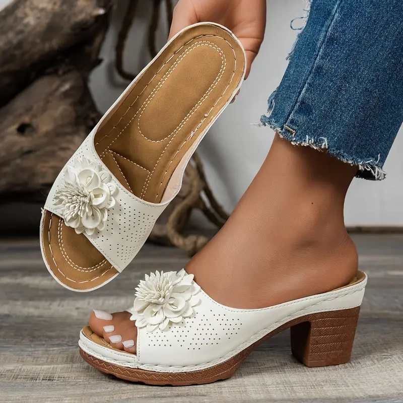 Mules à talons hauts fleuries pour femme 9 Mules à talons hauts fleuries pour femme – Image 8