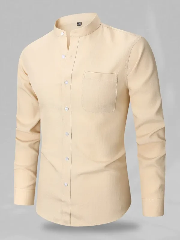 Chemise décontractée à manches longues et boutonnée pour homme avec poche poitrine – Image 18