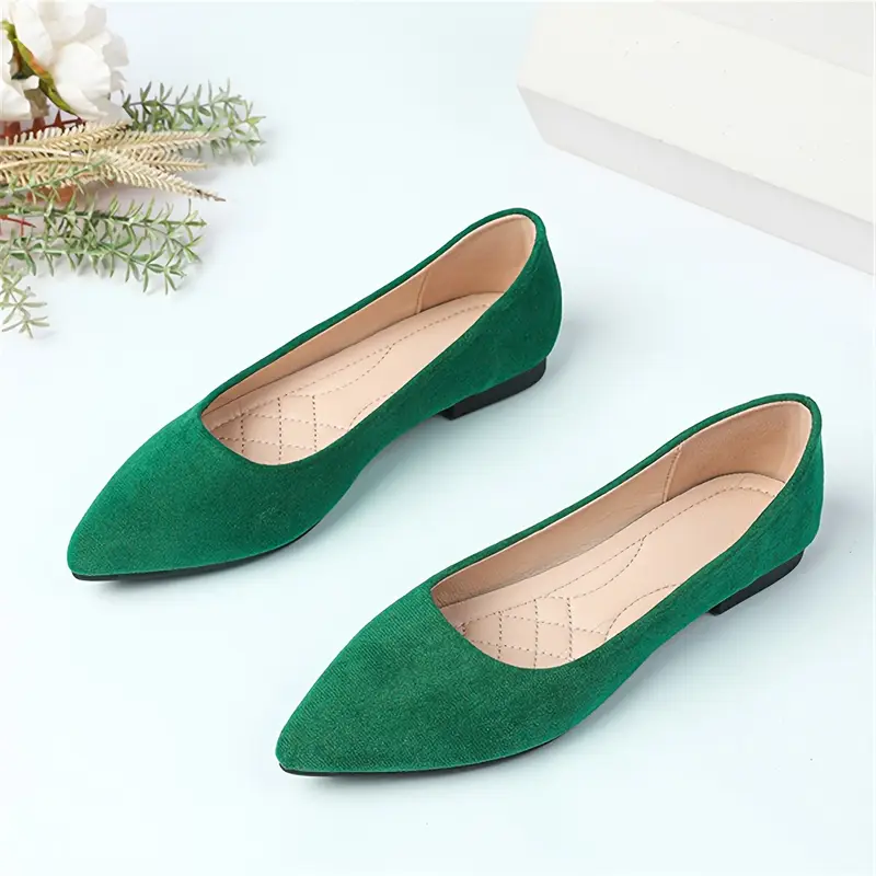 Élégantes ballerines vertes à bout pointu pour femme 10 Élégantes ballerines vertes à bout pointu pour femme – Image 9