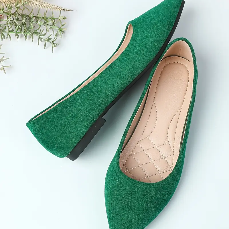 Élégantes ballerines vertes à bout pointu pour femme 11 Élégantes ballerines vertes à bout pointu pour femme – Image 10