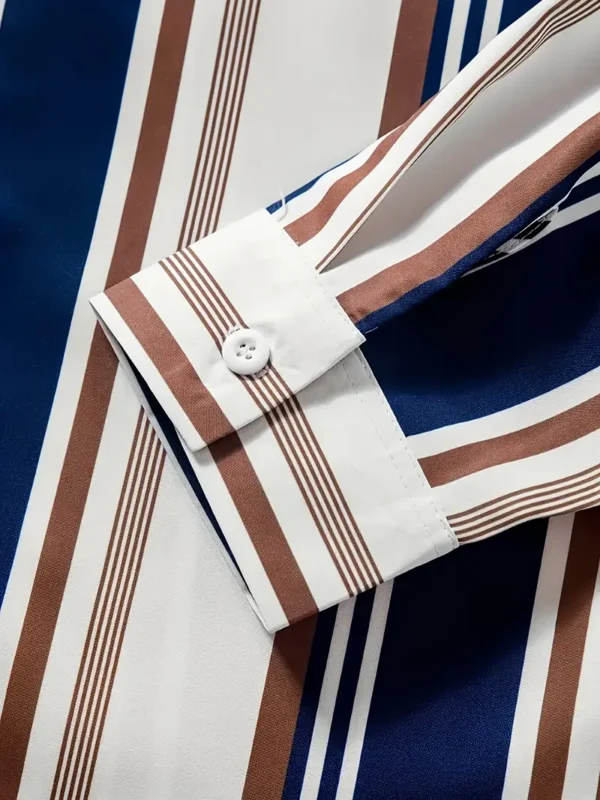 Chemise décontractée à manches longues rayée pour homme – Image 5