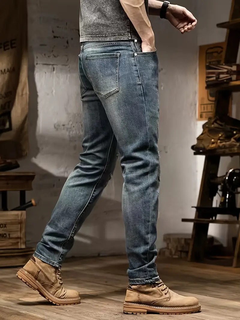 Jean slim décontracté déchiré et usé pour homme 6 Jean slim décontracté déchiré et usé pour homme – Image 5