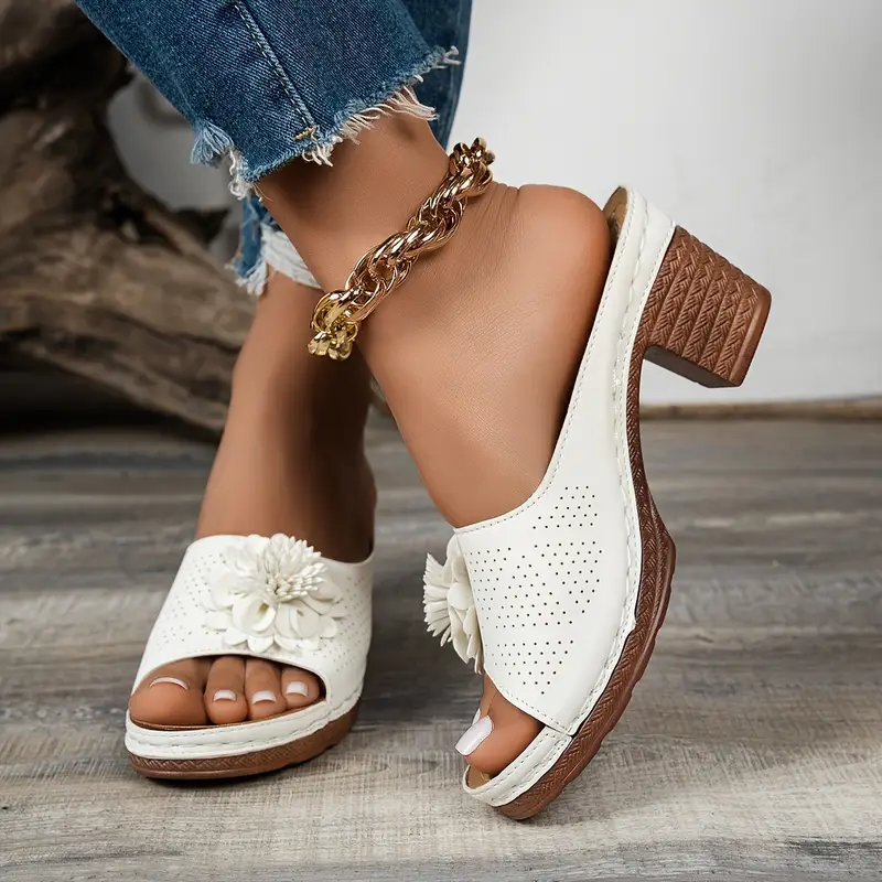 Mules à talons hauts fleuries pour femme 10 Mules à talons hauts fleuries pour femme – Image 9