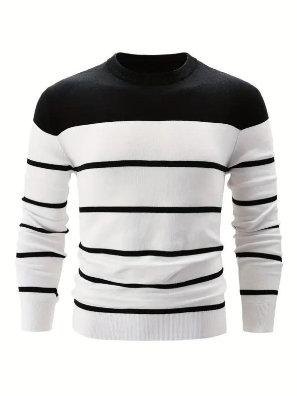 Pull classique rayé à col rond pour homme – Image 12