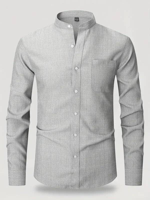 Chemise décontractée à manches longues et boutonnée pour homme avec poche poitrine – Image 3