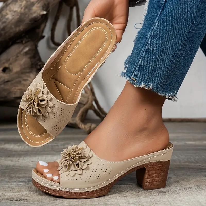 Mules à talons hauts fleuries pour femme 11 Mules à talons hauts fleuries pour femme – Image 10