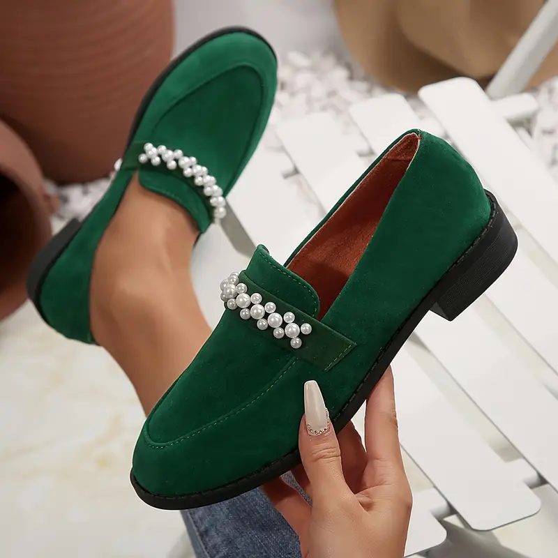 Mocassins bateau vert émeraude pour femme avec détails 4 Mocassins bateau vert émeraude pour femme avec détails – Image 3