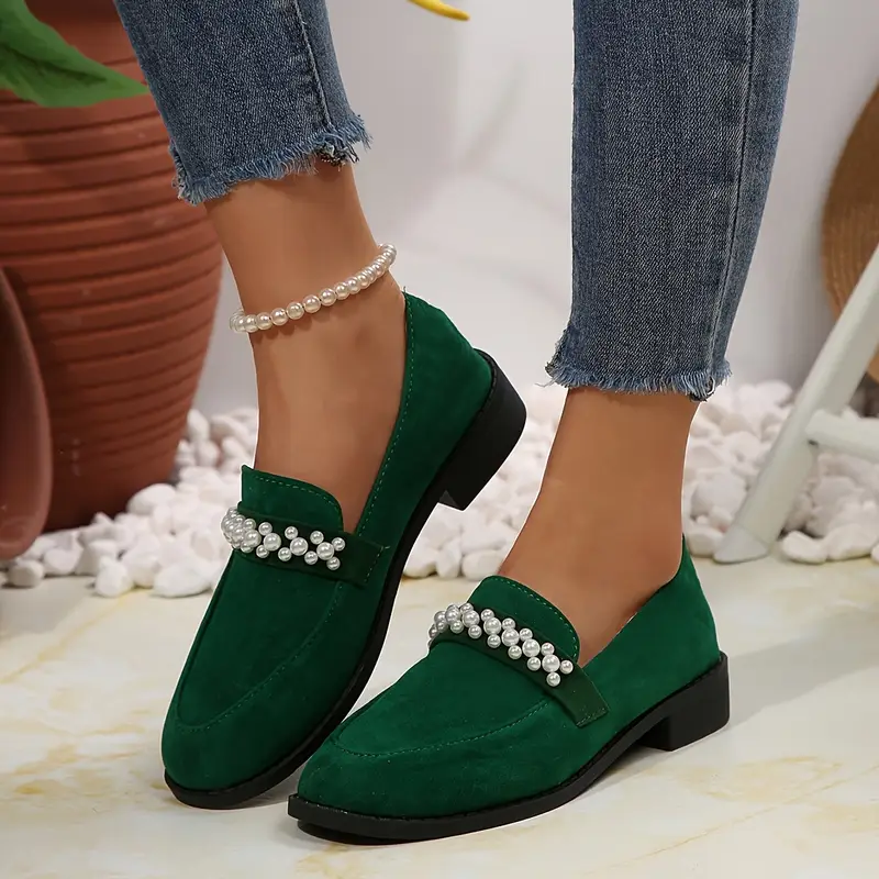 Mocassins bateau vert émeraude pour femme avec détails 2 Mocassins bateau vert émeraude pour femme avec détails