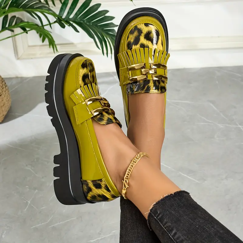 Mocassins femme vert citron vif à imprimé léopard 8 Mocassins femme vert citron vif à imprimé léopard – Image 7